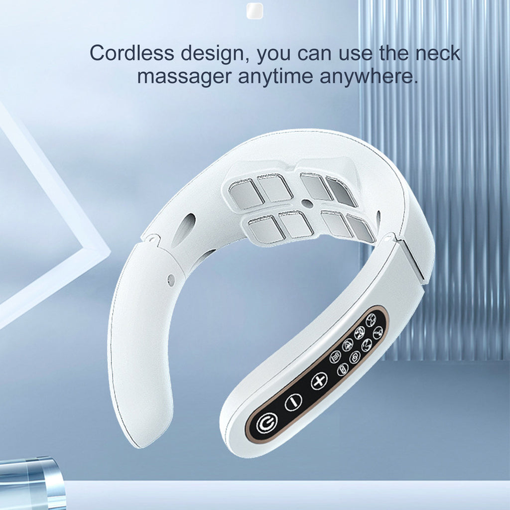 Neck Pain Relief Massager - Heat & Pulse Therapy - Portable USB Relaxation