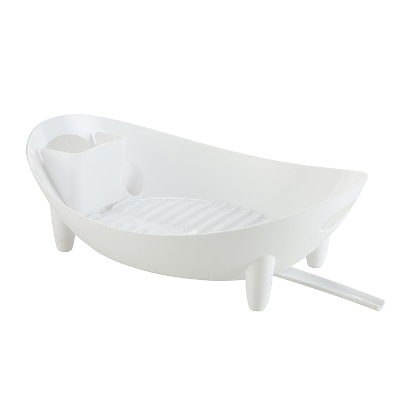 Compact Dish Drying Rack with Drain Spout - Space saving Kitchen Organiser