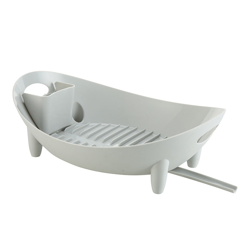 Compact Dish Drying Rack with Drain Spout - Space saving Kitchen Organiser
