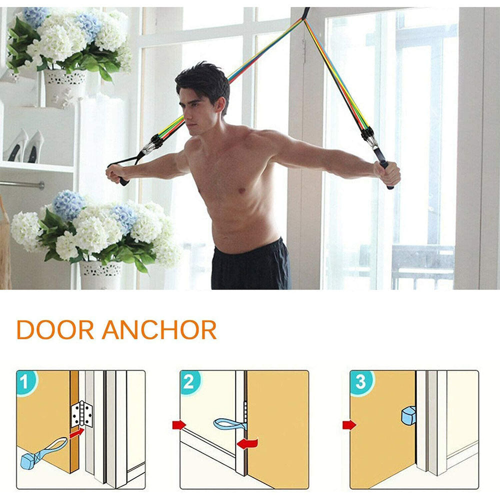 17 Piece Resistance Band Set with Handles and Door Anchor