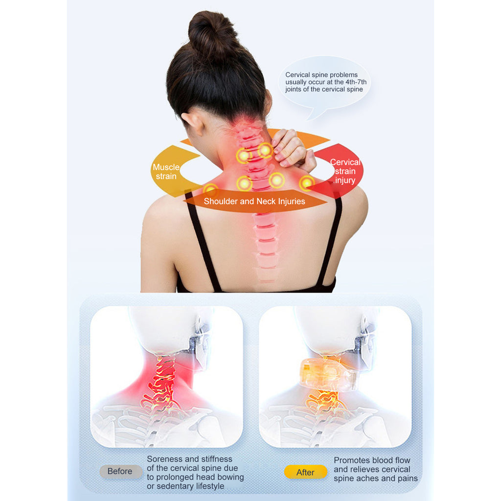 Neck Pain Relief Massager - Heat & Pulse Therapy - Portable USB Relaxation
