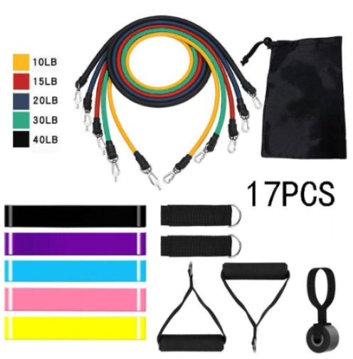 17 Piece Resistance Band Set with Handles and Door Anchor