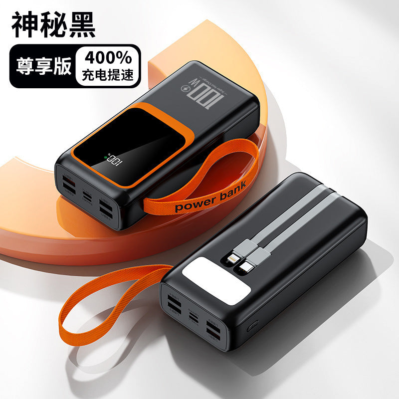 Power Bank with Super Large Capacity, Built-In Cable, 50000 Mah, 100W Super Fast Charging Mobile Power Supply Power Bank