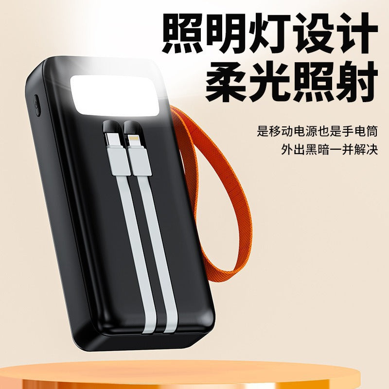 Power Bank with Super Large Capacity, Built-In Cable, 50000 Mah, 100W Super Fast Charging Mobile Power Supply Power Bank