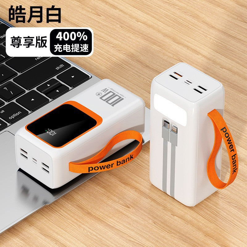 Power Bank with Super Large Capacity, Built-In Cable, 50000 Mah, 100W Super Fast Charging Mobile Power Supply Power Bank
