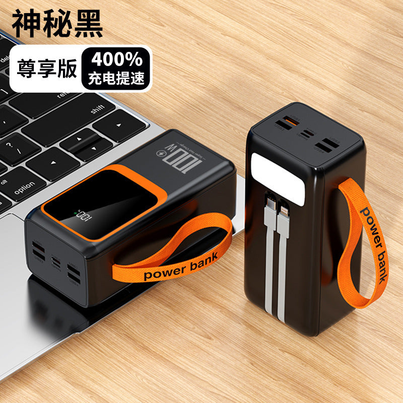 Power Bank with Super Large Capacity, Built-In Cable, 50000 Mah, 100W Super Fast Charging Mobile Power Supply Power Bank