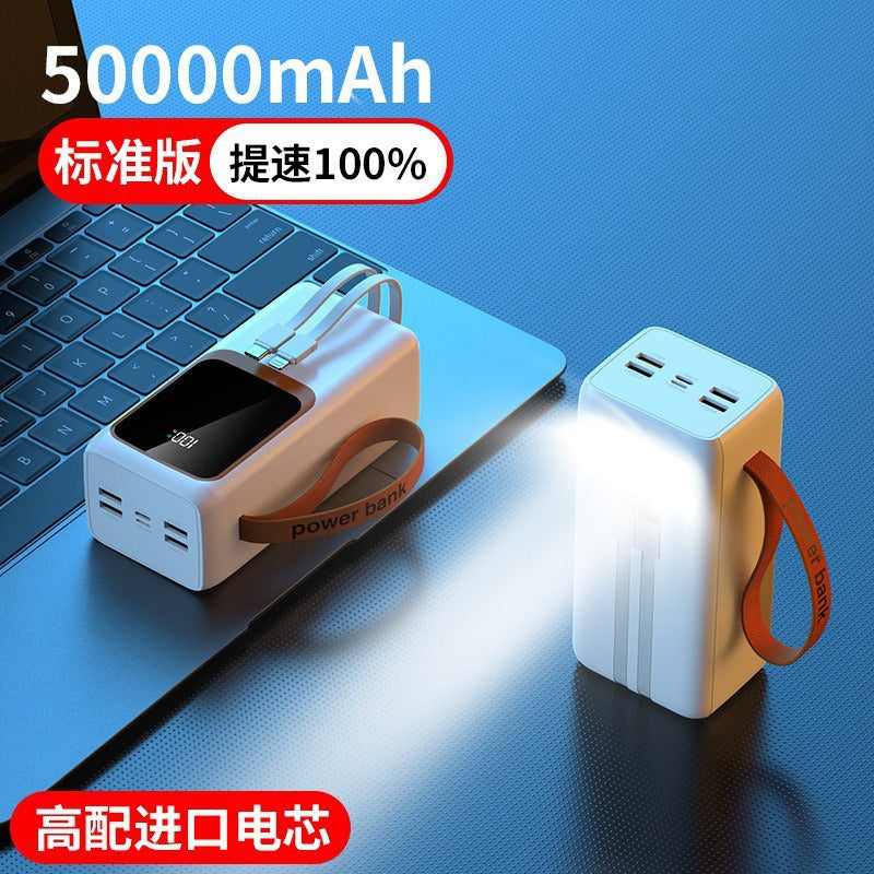 Power Bank with Super Large Capacity, Built-In Cable, 50000 Mah, 100W Super Fast Charging Mobile Power Supply Power Bank