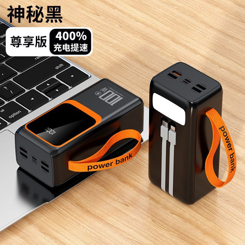 Power Bank with Super Large Capacity, Built-In Cable, 50000 Mah, 100W Super Fast Charging Mobile Power Supply Power Bank