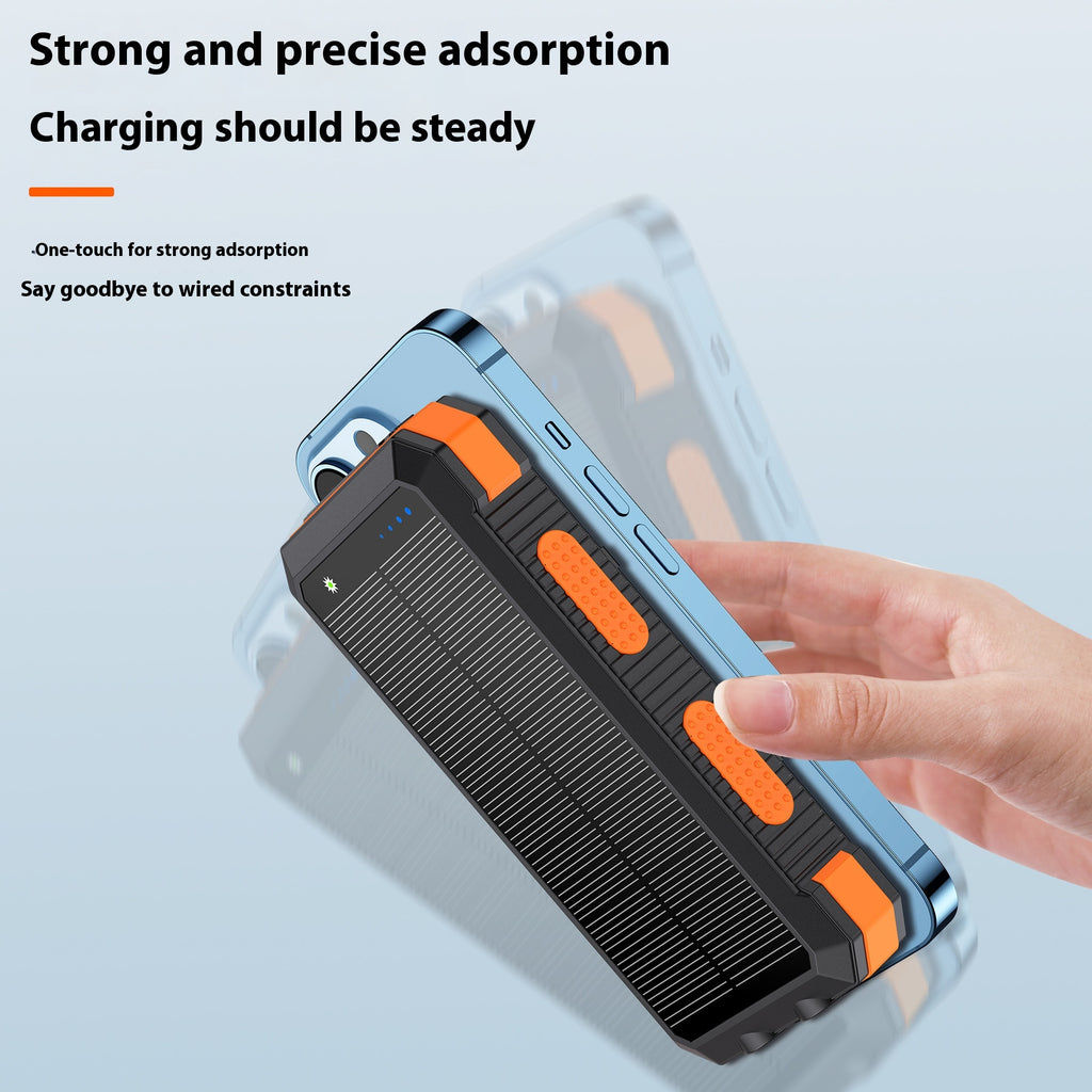 20000mAh Solar Power Bank Wireless Charger Fast Charging Waterproof Outdoor Portable