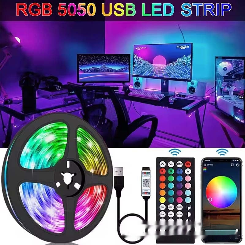 5M RGB LED Light Strip - USB Powered, App Control & Remote - Ambient Lighting for Bedroom, Gaming & TV