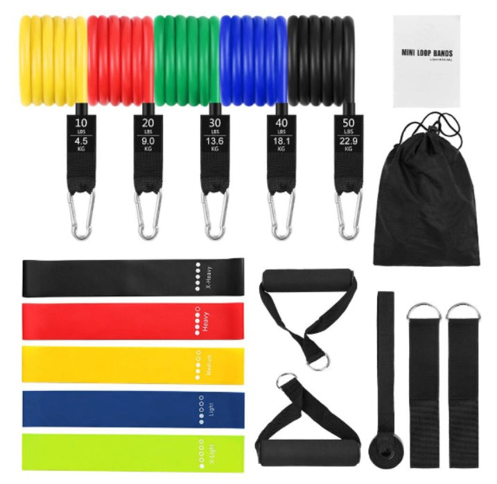 17 Piece Resistance Band Set with Handles and Door Anchor