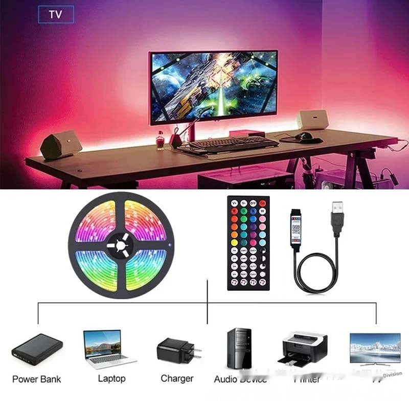 5M RGB LED Light Strip - USB Powered, App Control & Remote - Ambient Lighting for Bedroom, Gaming & TV
